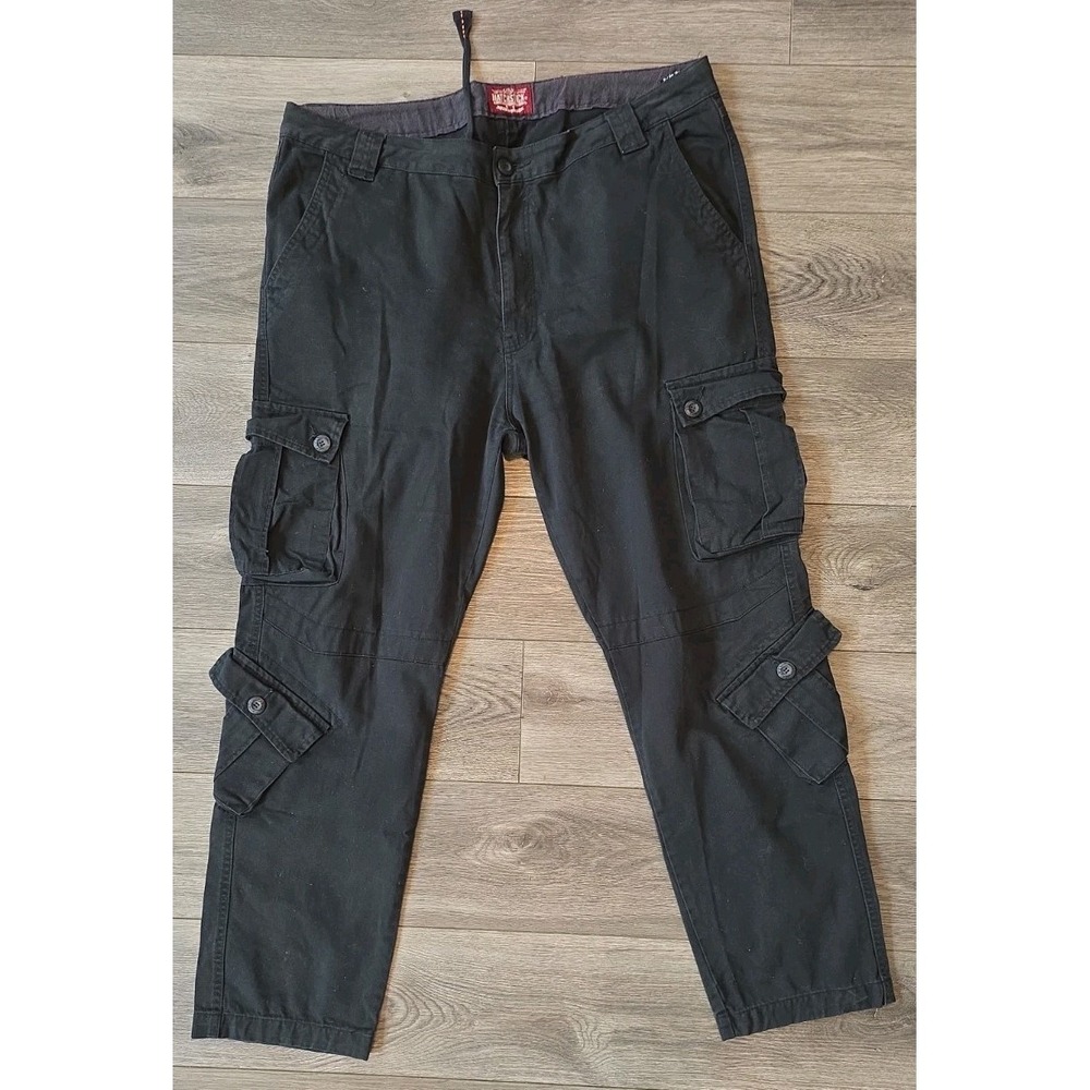 Matchstick Argus Cargo Pants Mens 42x31 Black Workwear Utility Casual Skater